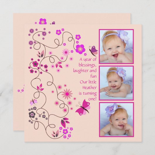 花のダンス-写真の招待状 招待状 (正面/裏面)