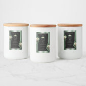 花のダークグリーン ブラック プロダクトラベル 葉の多いローズ フードラベル (ボトル)