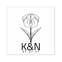 花のチューリップ ラインアートイニシャルロゴ ウェディング