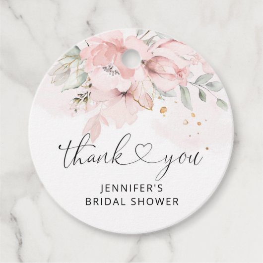 花のチークローズ ブライダルシャワープレゼントタグ フェイバータグ (正面)