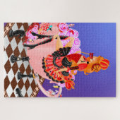 花のティーカップのハートの女王 ジグソーパズル (横)