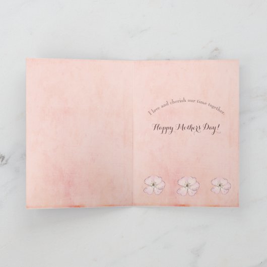 花のティーカップのピンクの母お母さん カード (内部)