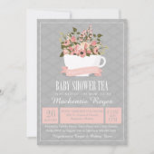 花のティーカップのベビーシャワーの茶招待状 招待状 (正面)