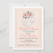 花のティーポット Tea Party 花嫁のシャワー 招待状 (正面)