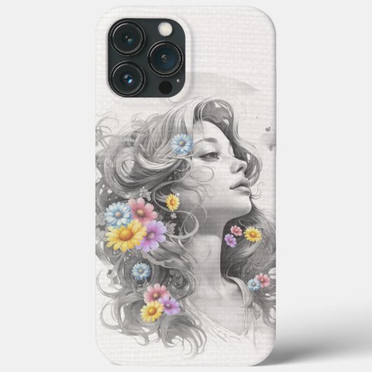花のテクスチャ効果を持つ女性の顔 Case-Mate iPhoneケース (裏面)