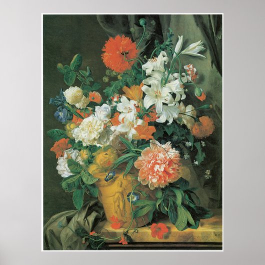 花のテラコッタ花瓶1720s ポスター (正面)