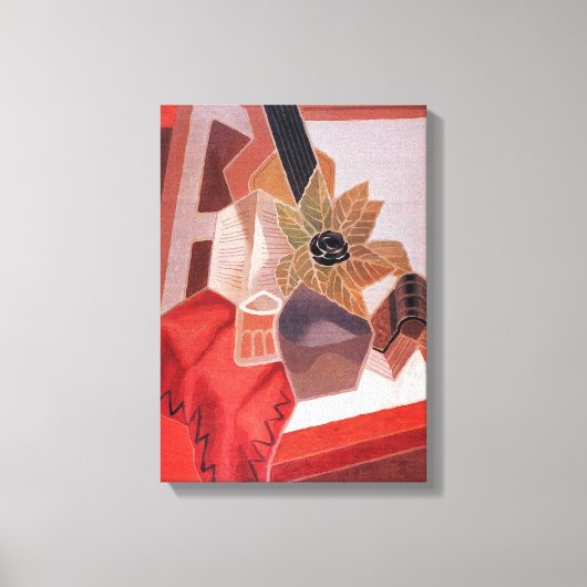 花のテーブルにJuan Grisによるヴィンテージ・キュービズム キャンバスプリント (正面)