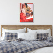 花のテーブルにJuan Grisによるヴィンテージ・キュービズム キャンバスプリント (インサイチュ (寝室))