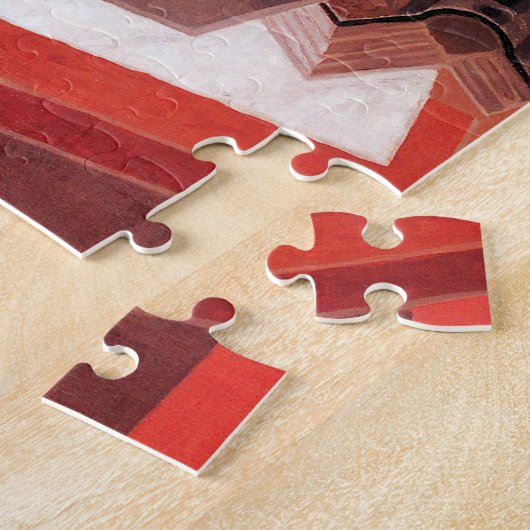 花のテーブルにJuan Grisによるヴィンテージ・キュービズム ジグソーパズル (側面)