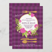 花のテーブルの設定のリハーサルの夕食の招待状 招待状 (正面/裏面)