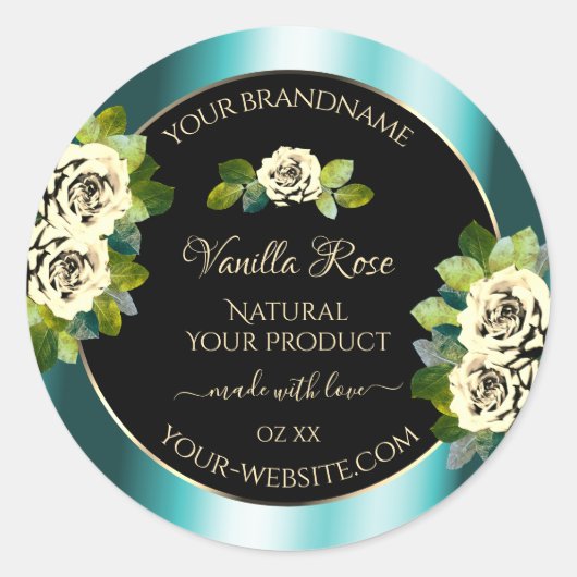 花のテール ブラック ゴールド ラベル 葉の多いバラ (正面)