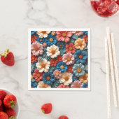 花のディテールが美しいパターン スタンダードカクテルナプキン (インサイチュ)