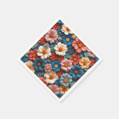 花のディテールが美しいパターン スタンダードカクテルナプキン (角)