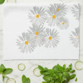 花のデイジーの白ミニマルい模様 キッチンタオル (折り畳み)