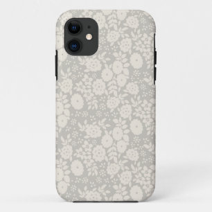 花のデイジーヴィンテージグレーパターン iPhone 11 ケース