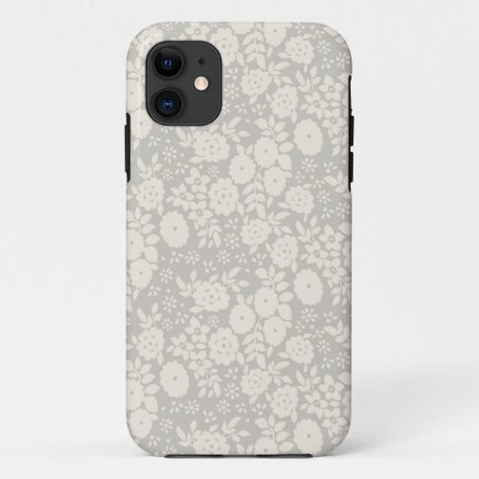 花のデイジーヴィンテージグレーパターン Case-Mate iPhoneケース (裏面)