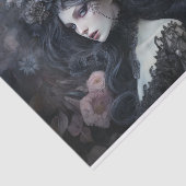 花のデコパージュを施した美しい女性 ゴシックの女王 薄葉紙 (詳細)