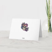 花のデコレーションが施された死者の日の骸骨 カード (裏面)