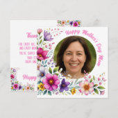 花のデザインが入ったカスタム写真の母の日カード シーズンカード (正面/裏面)