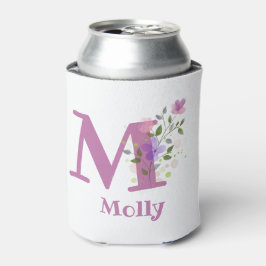 花のデザインが入ったMollyの名前 缶クーラー