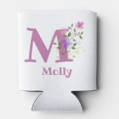 花のデザインが入ったMollyの名前 缶クーラー (裏面)