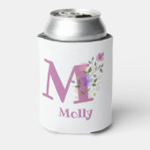 花のデザインが入ったMollyの名前 缶クーラー (缶裏面)