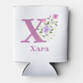 花のデザインが入ったXaraの名前 缶クーラー (正面)