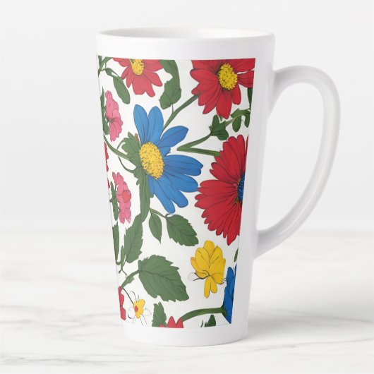 花のデザインが大きい カフェラテマグ (右)