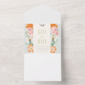 花のデザインの結婚式予告カード オールインワン招待状 (内側)