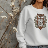 花のデザインの茶色のフクロウ Tシャツ