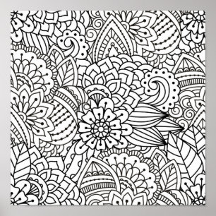 花のデザインの落書き2 ポスター