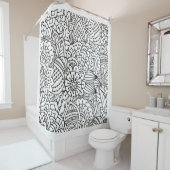 花のデザインの落書き シャワーカーテン (インサイチュ)
