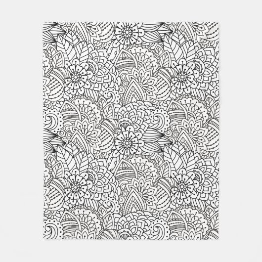 花のデザインの落書き フリースブランケット (正面)