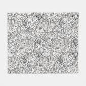 花のデザインの落書き フリースブランケット (正面(横))