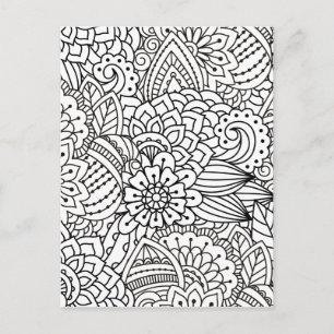 花のデザインの落書き ポストカード
