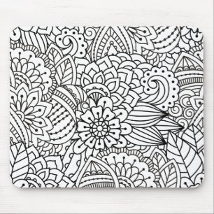 花のデザインの落書き マウスパッド