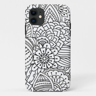 花のデザインの落書き iPhone 11 ケース