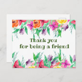花のデザインをありがとう友達 ポストカード (正面/裏面)