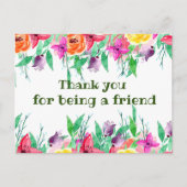 花のデザインをしてくれてありがとう友達 ポストカード (正面)