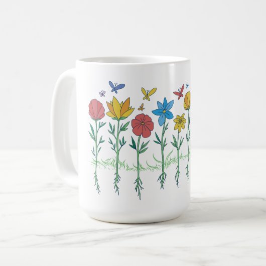 花のデザイン コーヒーマグカップ (正面左)