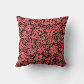 花のデザイン – トロピカルピンクオンブラック クッション (裏面)