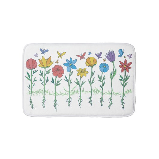 花のデザイン バスマット (正面)