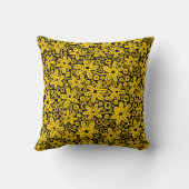 花のデザイン – 琥珀オン黒 クッション (裏面)