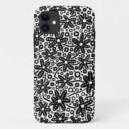 花のデザイン- Black on White.pdf Case-Mate iPhoneケース (裏面)