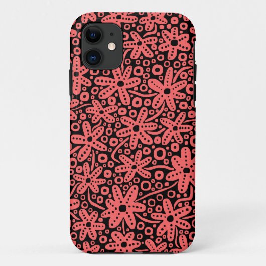 花のデザイン- Tropical Pink on Black.pdf Case-Mate iPhoneケース (裏面)