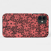 花のデザイン- Tropical Pink on Black.pdf Case-Mate iPhoneケース (裏面(横))