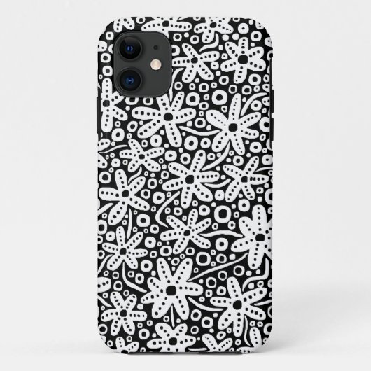 花のデザイン- White on Black.pdf Case-Mate iPhoneケース (裏面)