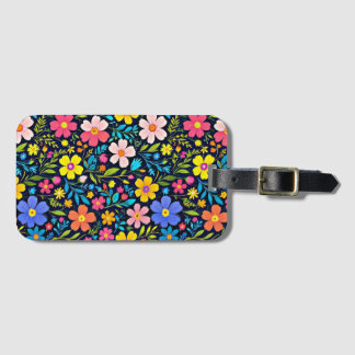 花のデジタルペインティング 花柄 ラゲッジタグ