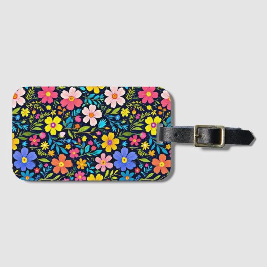 花のデジタルペインティング 花柄 ラゲッジタグ (正面横)