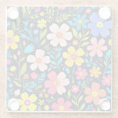 花のデジタルペイント 花のパターン-38875 ガラスコースター (裏面)